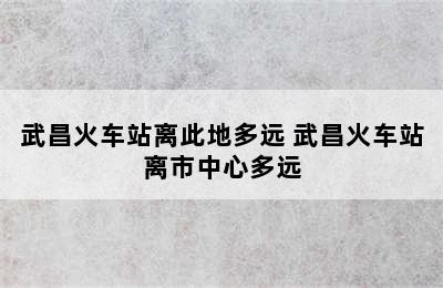 武昌火车站离此地多远 武昌火车站离市中心多远